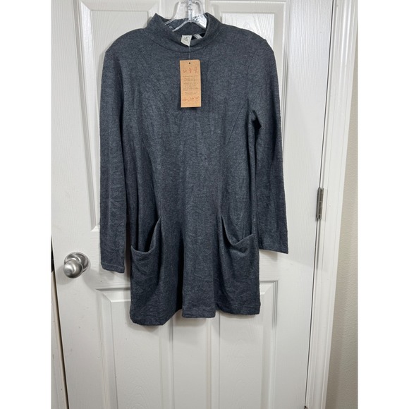 Paper Crane Tunic Dress Mock Neck Long Sleeve Pockets Casual‎ Gray Small - Picture 1 of 7